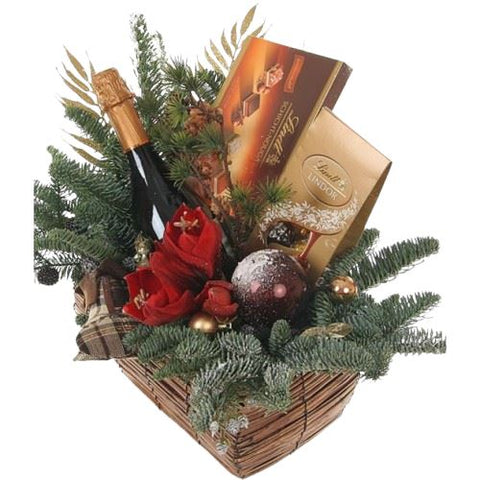 Prosecco and Lindt Chocolate Festive Hamper - Flowers Box London