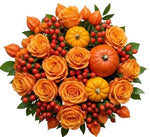 Pumpkin and Lantern with Rose Magic Bouquet - Flowers Box London