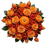 Pumpkin and Lantern with Rose Magic Bouquet - Flowers Box London