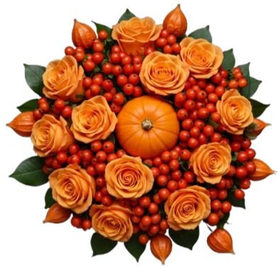 Pumpkin and Lantern with Rose Magic Bouquet - Flowers Box London