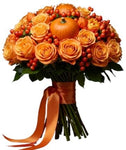 Pumpkin and Lantern with Rose Magic Bouquet - Flowers Box London