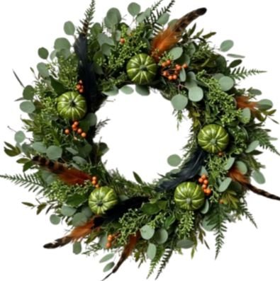 Pumpkin & Feather Glow Wreath - Flowers Box London