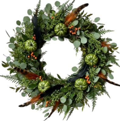 Pumpkin & Feather Glow Wreath