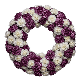 Purple ad White Carnations Wreath - Flowers Box London