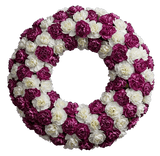 Purple ad White Carnations Wreath - Flowers Box London