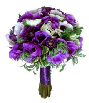 Purple and White Anemones Bridal Bouquet