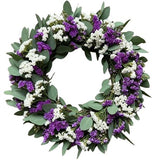 Purple and White Limonium with Eucalyptus Wreath