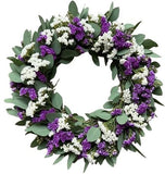 Purple and White Limonium with Eucalyptus Wreath - Flowers Box London