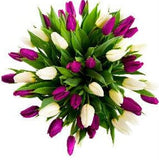 Purple and White Tulips Bouquet - Flowers Box London