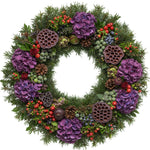 Purple Hydrangea and Berries Festive Door Wreath
