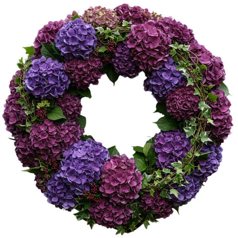 Purple Palete Hydrangea Door Wreath - Flowers Box London