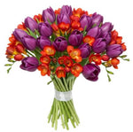 Purple Tulips and Freesias Bouquet