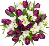 Purple Tulips and Freesias Bouquet