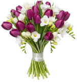 Purple Tulips and Freesias Bouquet
