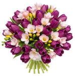 Purple Tulips and Freesias Bouquet