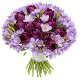 Purple Tulips and Freesias Bouquet - Flowers Box London