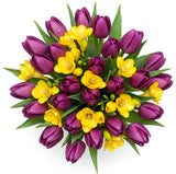 Purple Tulips and Freesias Bouquet