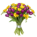 Purple Tulips and Freesias Bouquet