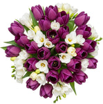 Purple Tulips and Freesias Bouquet
