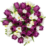 Purple Tulips and Freesias Bouquet