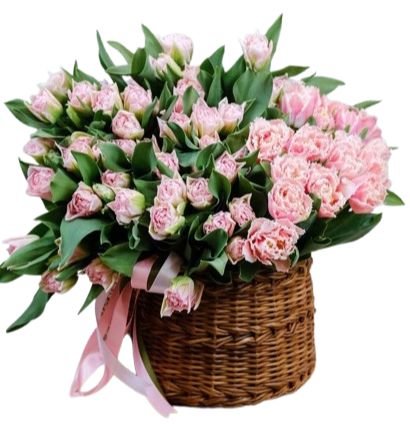 Rafined Basket of Double Tulips - Flowers Box London