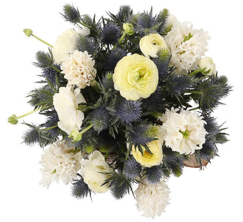 Rafined Bouquet of Hyacinth and Ranunculus with Eryngium