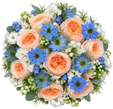 Rafined Peach with Blue Bouquet - Flowers Box London