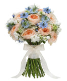 Rafined Peach with Blue Bouquet - Flowers Box London