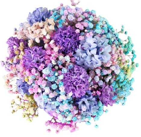 Rainbow Gypsophila and Hyacinth Bouquet - Flowers Box London