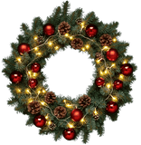 Red and Gold Light Festive Wreath - Flowers Box London