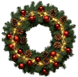Red and Gold Light Festive Wreath - Flowers Box London