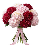 Red and Pink Hydrangea Bouquet - Flowers Box London