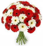 Red and White Gerberas Bouquet - Flowers Box London