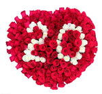 Red and White Roses Box with Numbers - Flowers Box London