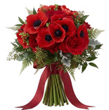 Red Anemone with Roses Bouquet - Flowers Box London