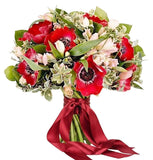 Red Beautiful Anemone Bouquet - Flowers Box London