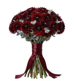 Red Dhalia with Eucalyptus Bridal Bouquet - Flowers Box London