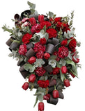 Red Flowers with Eucalyptus Funeral Spray - Flowers Box London