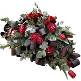 Red Flowers with Eucalyptus Funeral Spray - Flowers Box London
