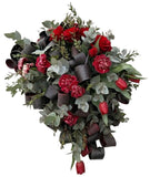 Red Flowers with Eucalyptus Funeral Spray - Flowers Box London