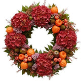 Red Hydrangea with Chinese Lantern Wreath - Flowers Box London