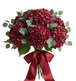 Red Hydrangea with Eucalyptus Bouquet - Flowers Box London