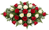 Red & Ivory Roses Casket Cover - Flowers Box London