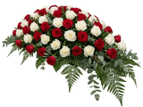 Red & Ivory Roses Casket Cover - Flowers Box London