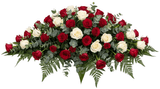 Red & Ivory Roses Casket Cover - Flowers Box London