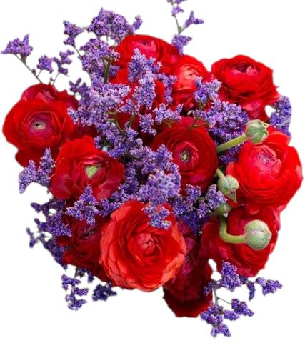 Red Ranunculus with Limonium Bouquet - Flowers Box London