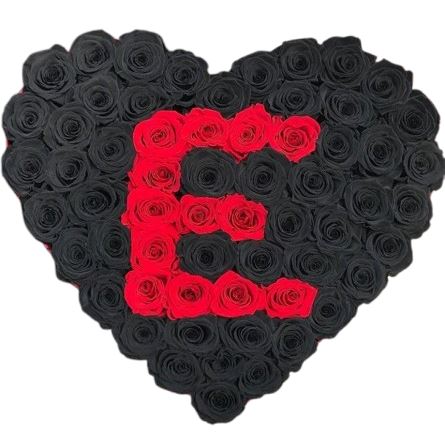 Red Roses and Black Roses Initial Flower Box