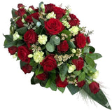 Red Roses and Carnation Funeral Spray - Flowers Box London
