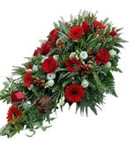 Red Roses and Gerbera Funeral Spray - Flowers Box London