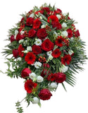 Red Roses and Gerbera Funeral Spray - Flowers Box London